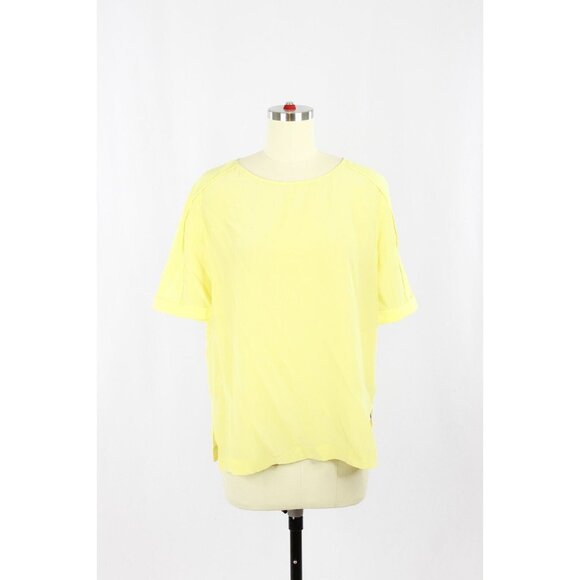 TIGER OF SWEDEN Laci Yellow 100% Silk Crepe Raglan T-Shirt Blouse, Size 38 / M - Picture 1 of 13
